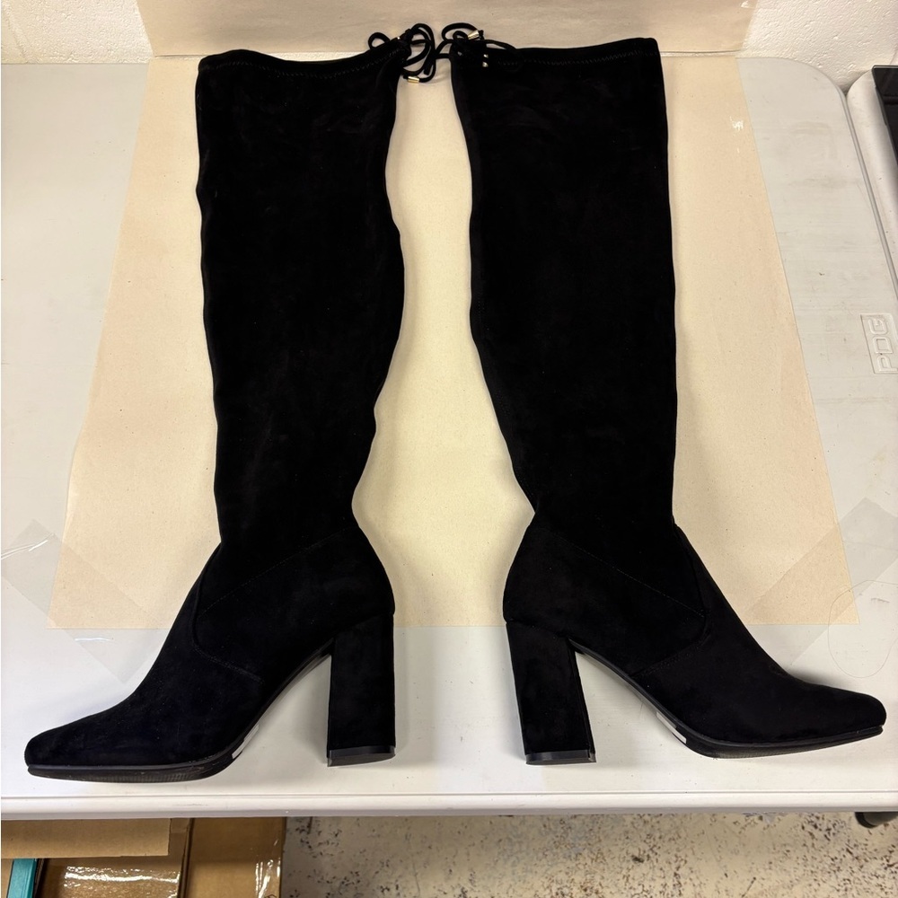 Vepose Black Over the Knee Boots with Block Heel Size 10
